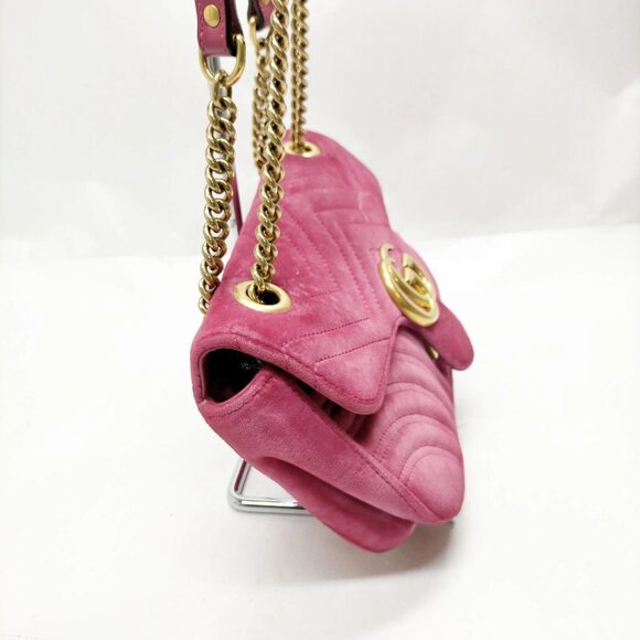 Authentic Gucci Pink Suede Leather Shoulder Bag mon832-110525 - Picture 4 of 16